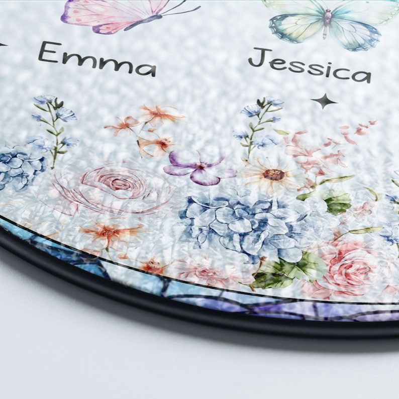 Personalized Sisters Like Butterflies Stained Glass Suncatcher,Floral Sister Window Hanging Decor,Sibling Christmas Keepsake,Sisterhood Gift