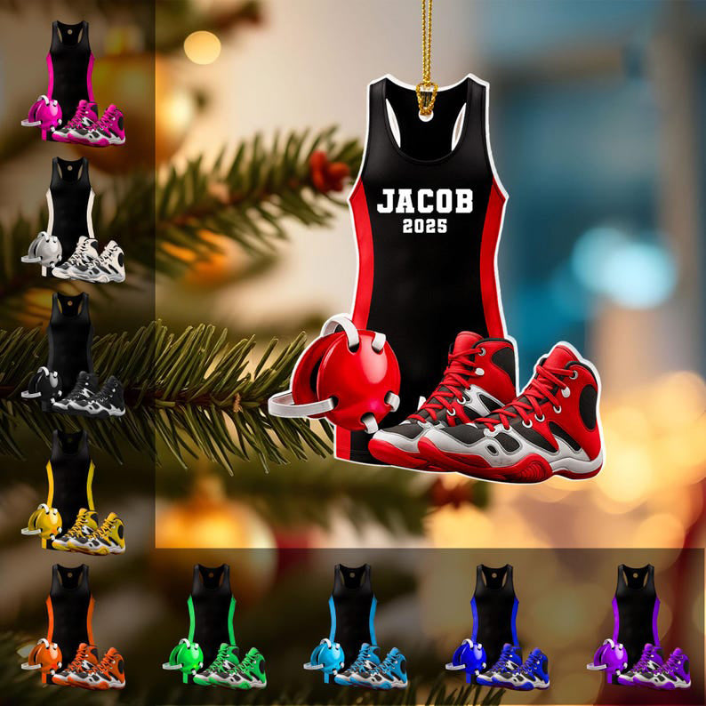 Wrestling Ornament,Wrestler Gift,Wrestling Shaped Ornament,Wrestling Lovers Gift,Sports Ornament,Singlet Ornament,Boys Wrestling,Gym Trainer