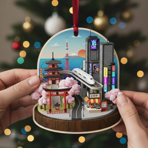 Japan Travel Ornament 2025: Personalized Adventure Keepsake with Name & Destination