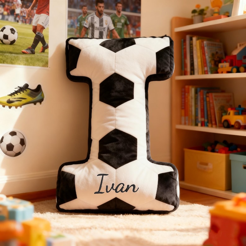 Personalized Soccer Ball Letter Pillow Custom Initial Pillow with name Custom Shape Pillow Soccer Ball Lover Player Fans Gift World Cup 2026