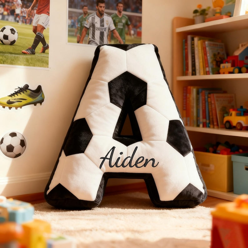 Personalized Soccer Ball Letter Pillow Custom Initial Pillow with name Custom Shape Pillow Soccer Ball Lover Player Fans Gift World Cup 2026