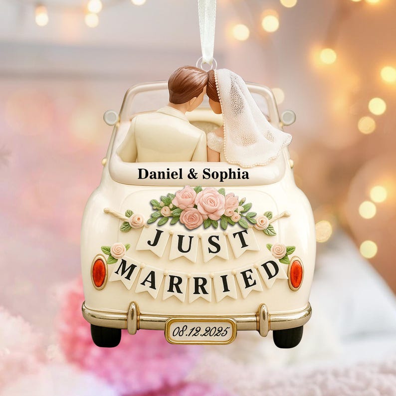 Personalized Our First Christmas Married Ornament: 1st Christmas As Mr & Mrs Keepsake, Just Married Couple Gift