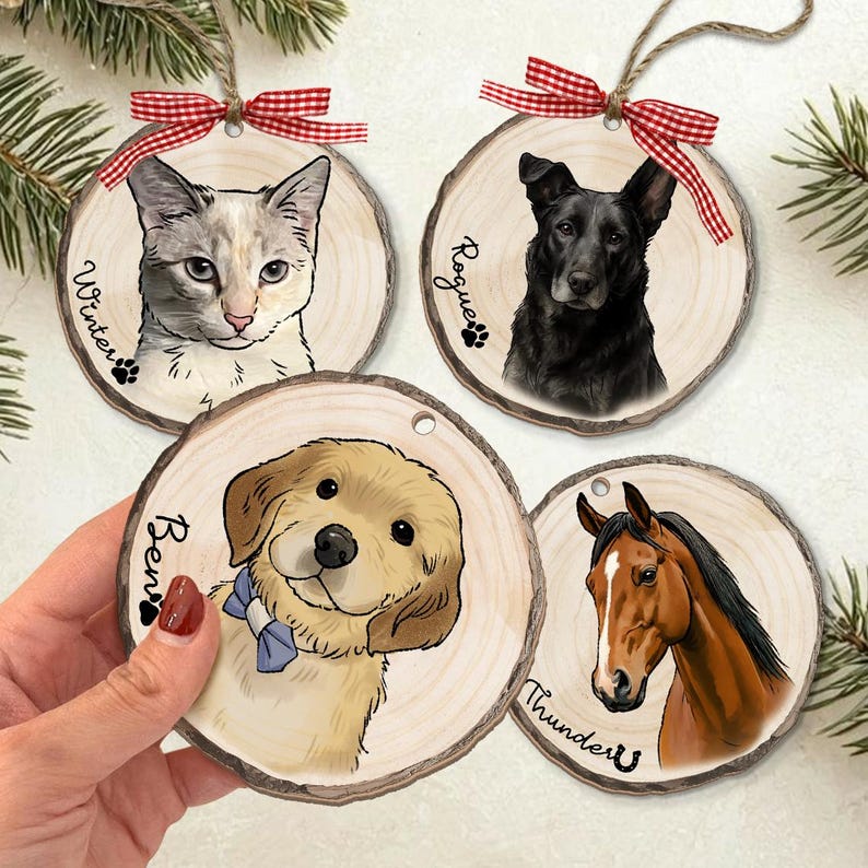 Pet Portrait Ornament, Custom Pet Ornament, Personalized Dog Ornament, Dog Christmas Ornaments, Dog Keepsake, Dog Gifts, Christmas Gift