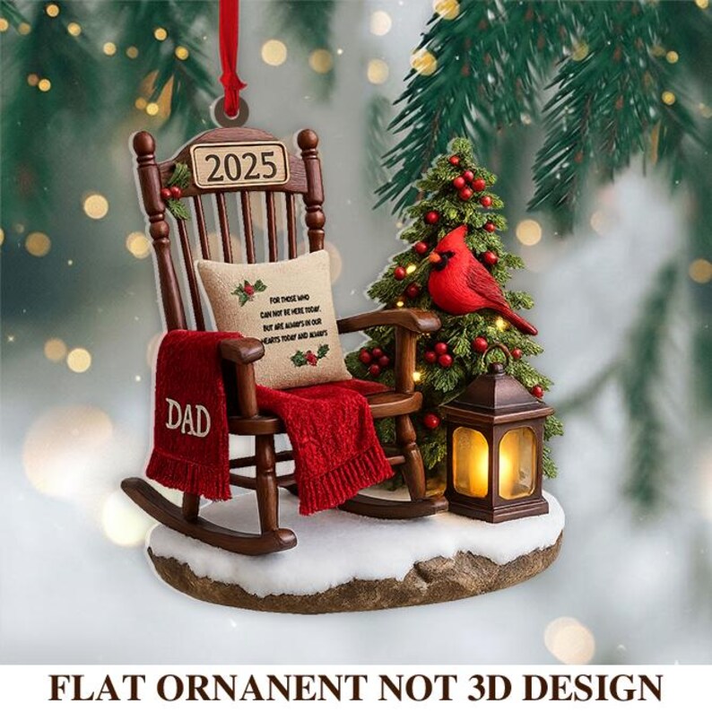 2D Personalized Memorial Christmas Ornament, In Loving Memory Ornament, Grandpa Memorial Christmas Ornament, Loss of Father, Memorial Gift