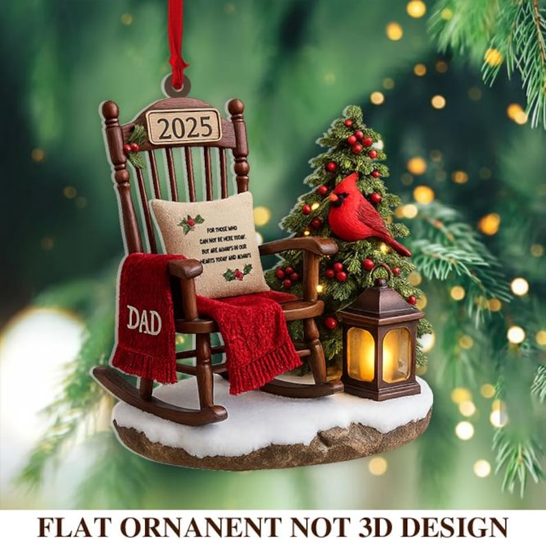 2D Personalized Memorial Christmas Ornament, In Loving Memory Ornament, Grandpa Memorial Christmas Ornament, Loss of Father, Memorial Gift