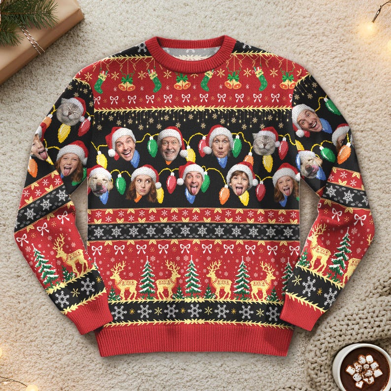Personalized Face Christmas Sweater For Men Women, Custom Pet Ugly Sweatshirt, Funny Family Christmas Sweater, Funny Custom Face Sweatshirt