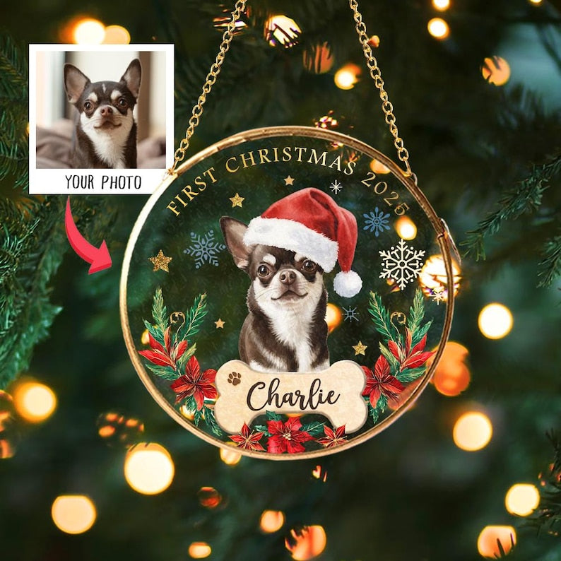 Custom Pet's First Christmas Ornament, Custom Pet Photo Ornament, Dog Lover Gift, Pet Christmas Gift, Pet Owner Gift, Pet Christmas Decor