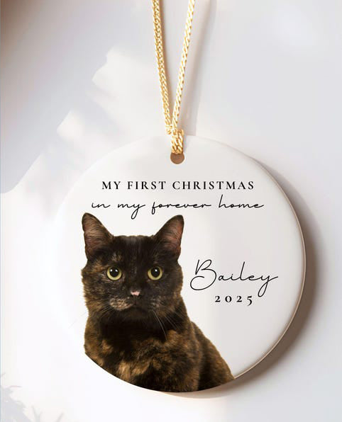 Forever Home Cat First Christmas Ornament Custom Cat Photo Gifts for Cat Lovers Personalized Cat Photo Ornament Christmas Gift for Cats