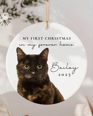 Forever Home Cat First Christmas Ornament Custom Cat Photo Gifts for Cat Lovers Personalized Cat Photo Ornament Christmas Gift for Cats