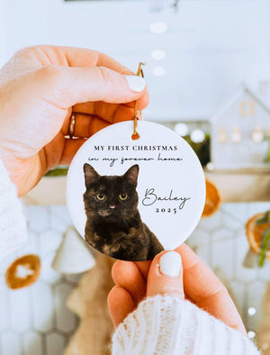 Forever Home Cat First Christmas Ornament Custom Cat Photo Gifts for Cat Lovers Personalized Cat Photo Ornament Christmas Gift for Cats