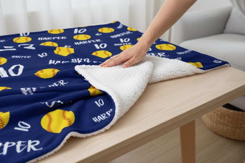 Personalized Softball Blanket: Custom Name & Number Team Gift