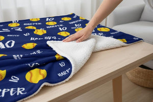 Personalized Softball Blanket: Custom Name & Number Team Gift