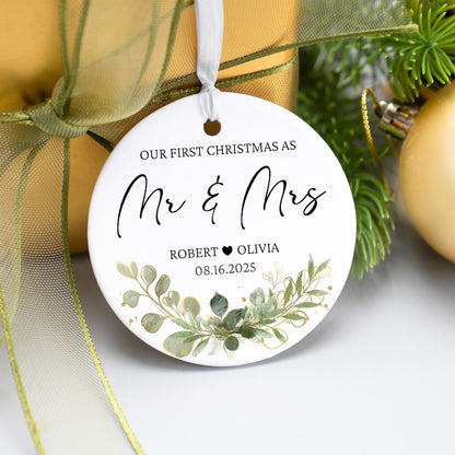 Our First Christmas As Mr & Mrs Ornament, 1st Christmas Married Photo Ornament for Newlywed, First Christmas Married Couple Ornament 2025