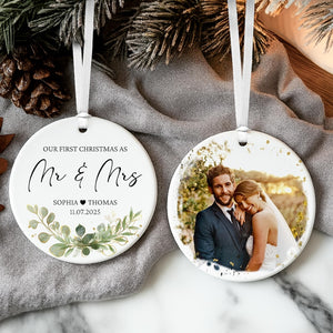 Our First Christmas As Mr & Mrs Ornament, 1st Christmas Married Photo Ornament for Newlywed, First Christmas Married Couple Ornament 2025