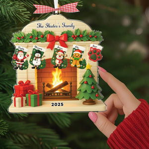 Personalized Family With Pet Christmas Ornament 2025, Custom Stocking Ornament with Names, Holiday Xmas Decoration, Family Keepsake Gift