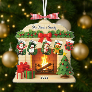 Personalized Family With Pet Christmas Ornament 2025, Custom Stocking Ornament with Names, Holiday Xmas Decoration, Family Keepsake Gift