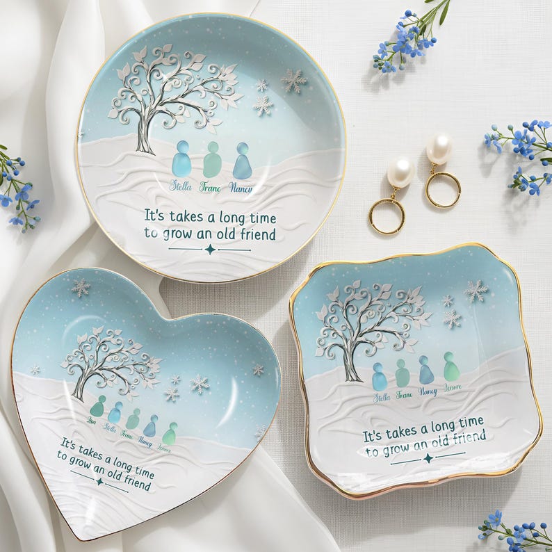 Personalized Ring Dish Sea Glass Friendship, It Takes A Long Time to Grow an Old Friend, Custom Best Friend Jewelry Tray, Soul Sister Gift