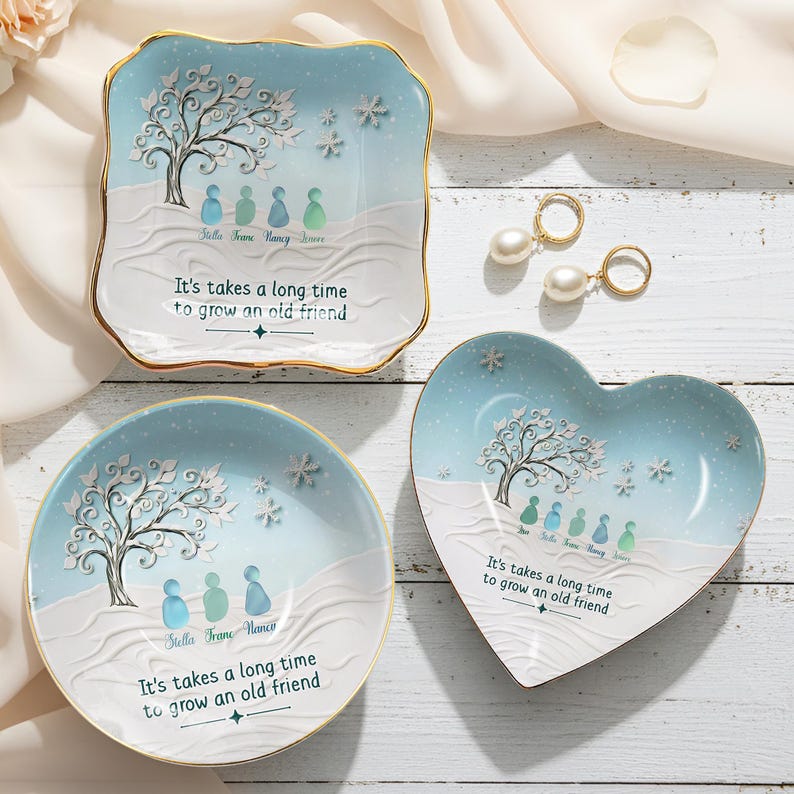 Personalized Ring Dish Sea Glass Friendship, It Takes A Long Time to Grow an Old Friend, Custom Best Friend Jewelry Tray, Soul Sister Gift