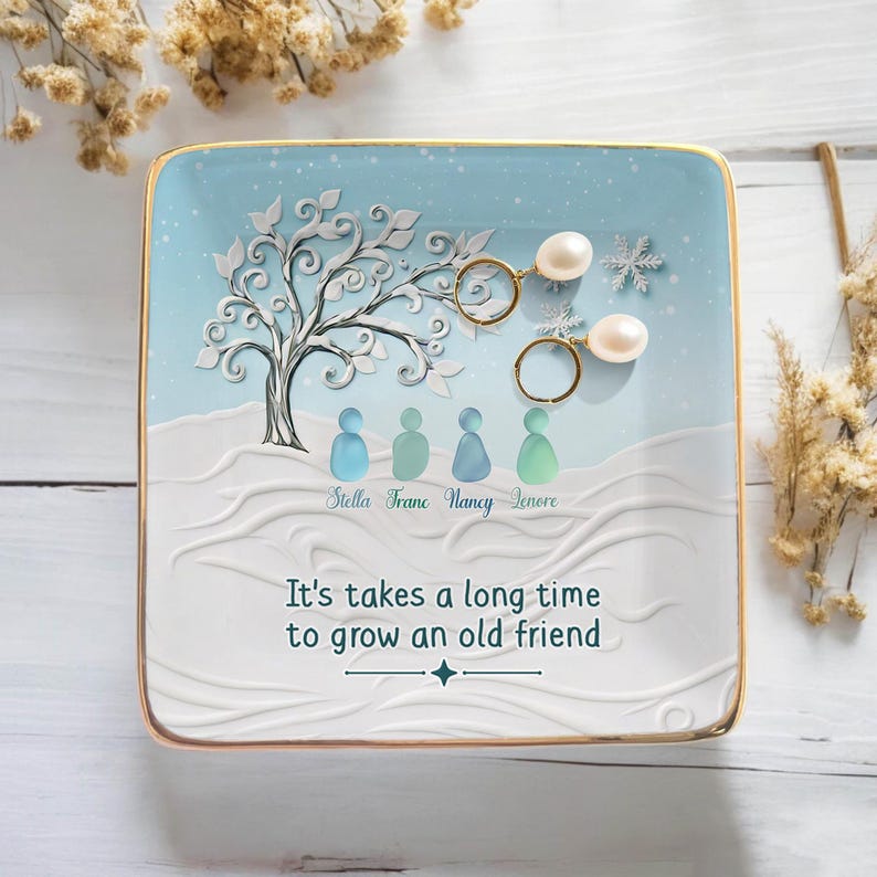 Personalized Ring Dish Sea Glass Friendship, It Takes A Long Time to Grow an Old Friend, Custom Best Friend Jewelry Tray, Soul Sister Gift