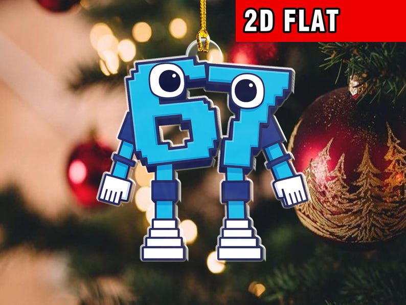 67 Brain Rot Ornament, Meme Figurine, Unique Gift for Gamers & Streamers, 2D Ornament, Christmas Ornament 2D Flat Ornament