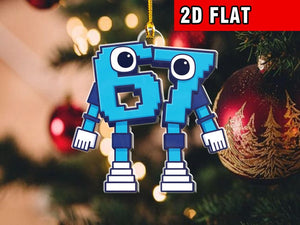 67 Brain Rot Ornament, Meme Figurine, Unique Gift for Gamers & Streamers, 2D Ornament, Christmas Ornament 2D Flat Ornament
