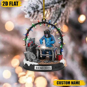 Personalized Welder Christmas Ornament, Custom Name Mechanic Decor, Welding Gift, Trade Worker Tree Ornament, Custom Keepsake