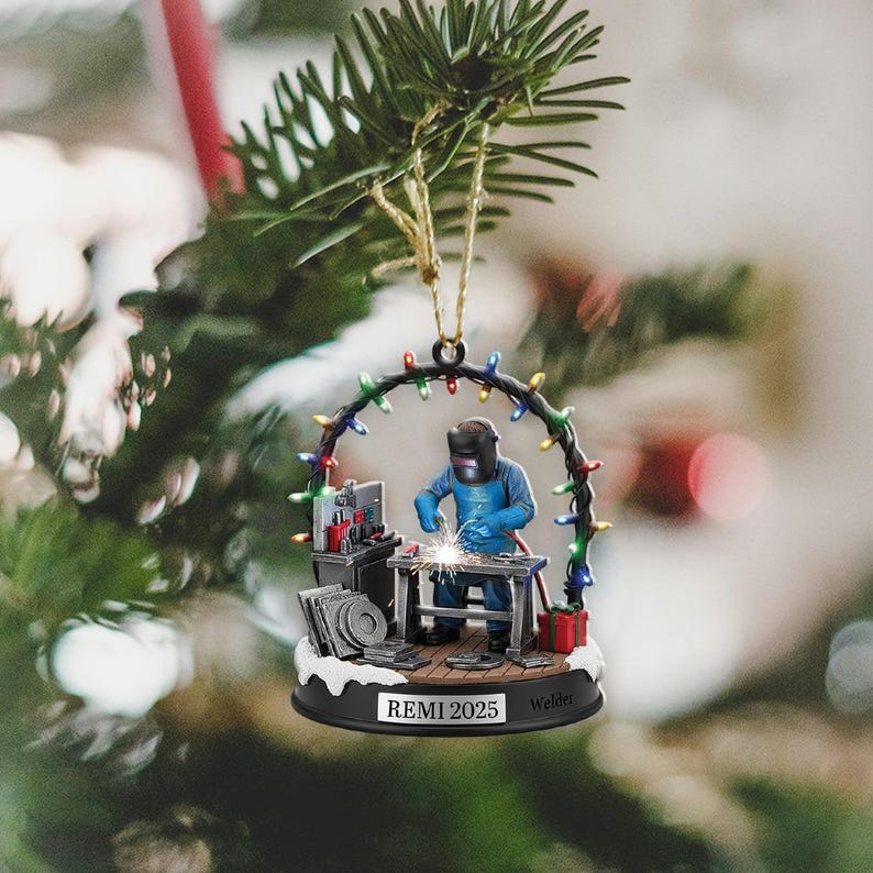 Personalized Welder Christmas Ornament, Custom Name Mechanic Decor, Welding Gift, Trade Worker Tree Ornament, Custom Keepsake