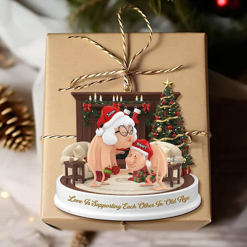 Funny Old Couple Christmas Ornament, Personalized Acrylic Gift