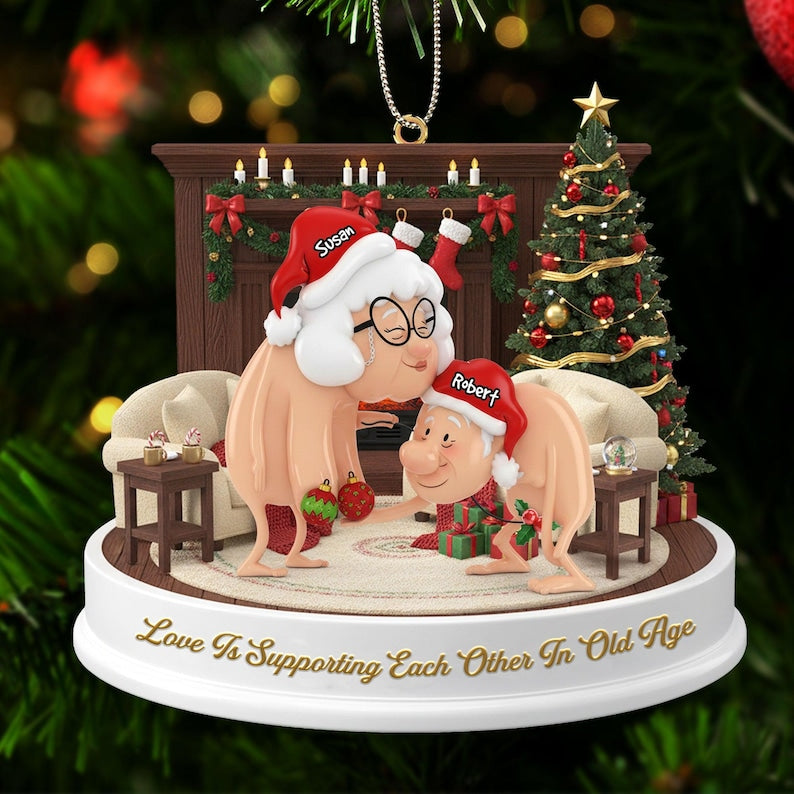 Funny Old Couple Christmas Ornament, Personalized Acrylic Gift