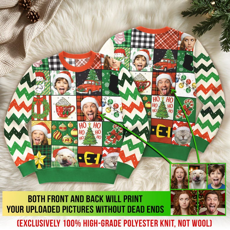 Personalized Face Christmas Sweater, Custom Pet Ugly Sweatshirt, Reunion Festie Family Christmas Sweater, Funny Custom Face Sweatshirt