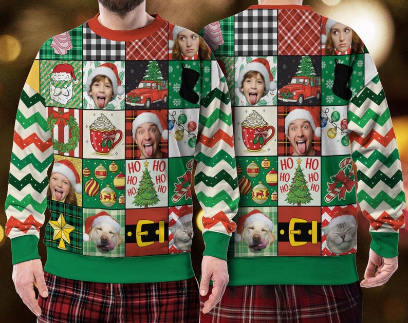 Personalized Face Christmas Sweater, Custom Pet Ugly Sweatshirt, Reunion Festie Family Christmas Sweater, Funny Custom Face Sweatshirt