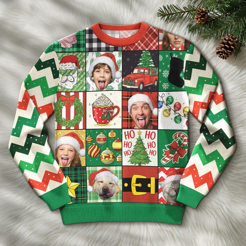 Personalized Face Christmas Sweater, Custom Pet Ugly Sweatshirt, Reunion Festie Family Christmas Sweater, Funny Custom Face Sweatshirt