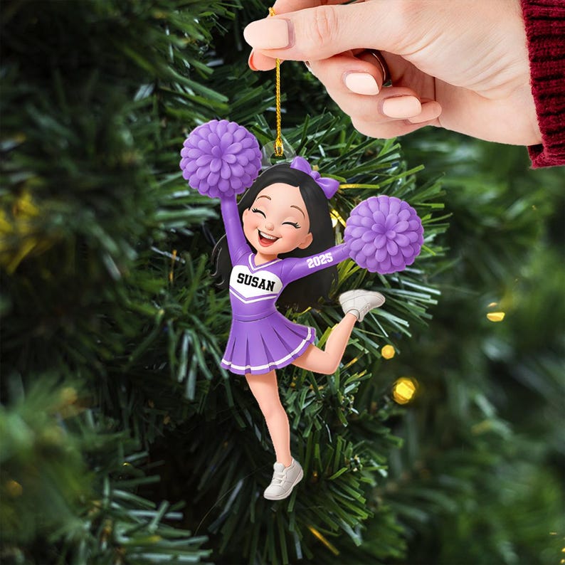 Personalized Cheerleader Ornament, Custom Cheering Ornament, Cheer Xmas Ornament, Cheerleading Team Gift, Cheerleader Gift, Cheer Mom Gift