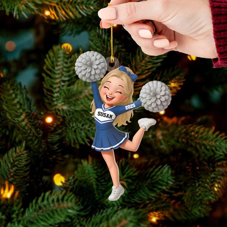 Personalized Cheerleader Ornament, Custom Cheering Ornament, Cheer Xmas Ornament, Cheerleading Team Gift, Cheerleader Gift, Cheer Mom Gift