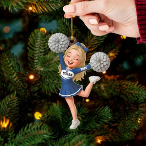 Personalized Cheerleader Ornament, Custom Cheering Ornament, Cheer Xmas Ornament, Cheerleading Team Gift, Cheerleader Gift, Cheer Mom Gift