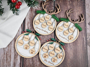Personalized Family and Pet Ornament, Christmas Tree Wooden Ornament,Family Christmas Ornament 2025, People & Paw Print Combo, Holiday Decor