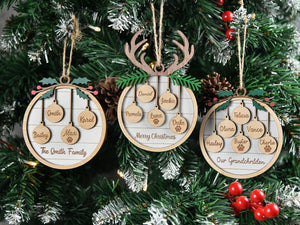 Personalized Family and Pet Ornament, Christmas Tree Wooden Ornament,Family Christmas Ornament 2025, People & Paw Print Combo, Holiday Decor