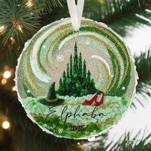 Personalized Elphaba Glass Ornament, Wicked Christmas Ornament, Emerald City Ornament, Oz Fan Keepsake, Broadway Fan Gift, Classic Film Gift