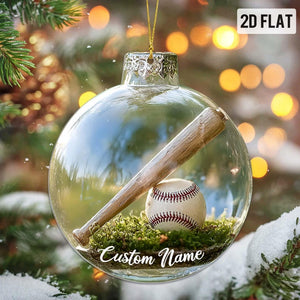 Custom 2D Flat Sports Ball Christmas Ornament Set Custom Name Acrylic Ornament for Baseball, Tennis, Golf, Bowling, and Pickleball Players