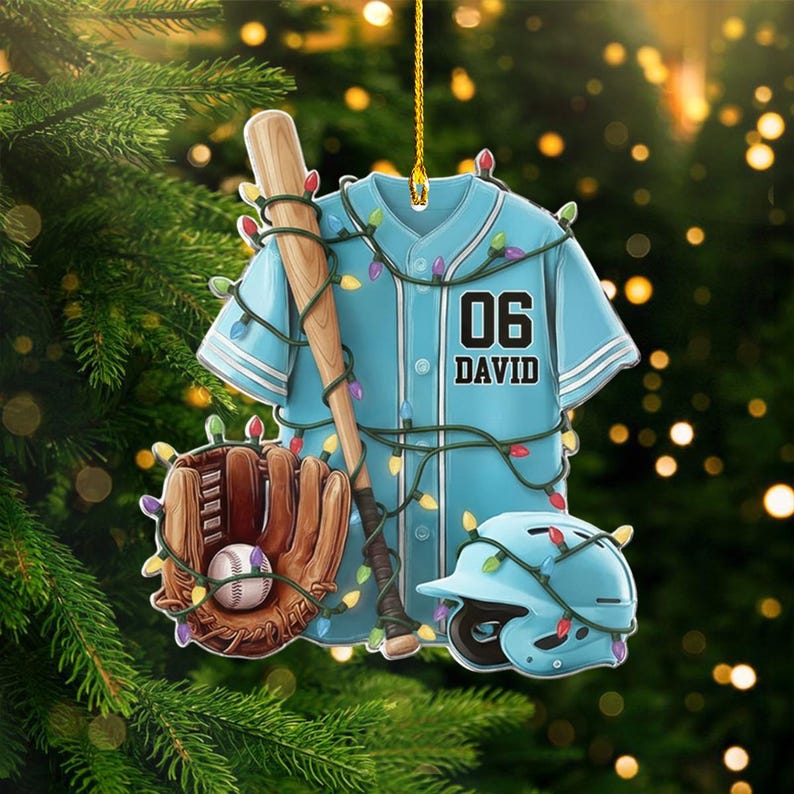 Personalized Baseball Ornament, Christmas Baseball Ornament, Ornament For Boy, Custom Baseball Player Holiday Gift, Gift For Baseball Lovers
