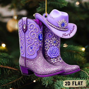 Custom 2D Flat Cowgirl Boots Acrylic Ornament, Cowgirl Christmas Ornament, Cowboy Boot Ornament, Western Ornament, CowGirl/ Cowboy Gifts