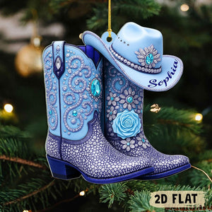 Custom 2D Flat Cowgirl Boots Acrylic Ornament, Cowgirl Christmas Ornament, Cowboy Boot Ornament, Western Ornament, CowGirl/ Cowboy Gifts
