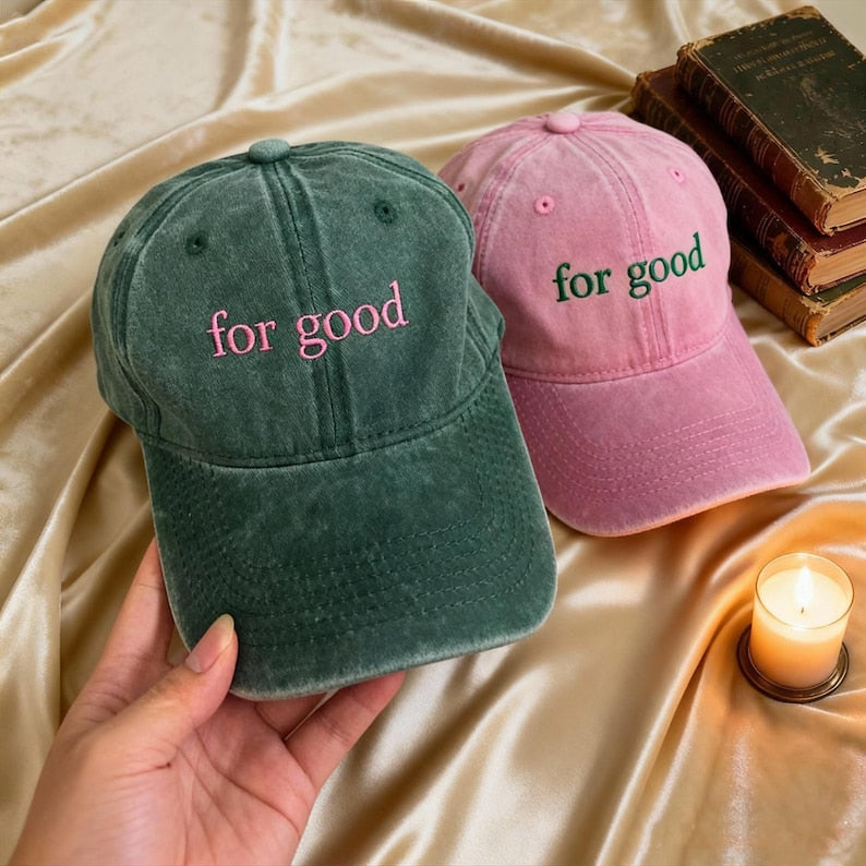 Embroidered For Good Baseball Cap, Good Witch Bad Witch Hat, Shiz University Musical Cap, Defy Gravity Aesthetic Cotton Hats, Christmas Gift