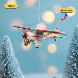 Personalized Airplane Christmas 2D Flat Acrylic Ornament, Custom Name Pilot Gift, Aviation Lover Holiday Decor for Kids & Adults 2025