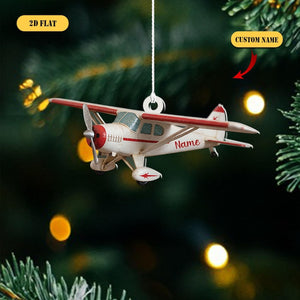 Personalized Airplane Christmas 2D Flat Acrylic Ornament, Custom Name Pilot Gift, Aviation Lover Holiday Decor for Kids & Adults 2025