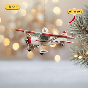 Personalized Airplane Christmas 2D Flat Acrylic Ornament, Custom Name Pilot Gift, Aviation Lover Holiday Decor for Kids & Adults 2025