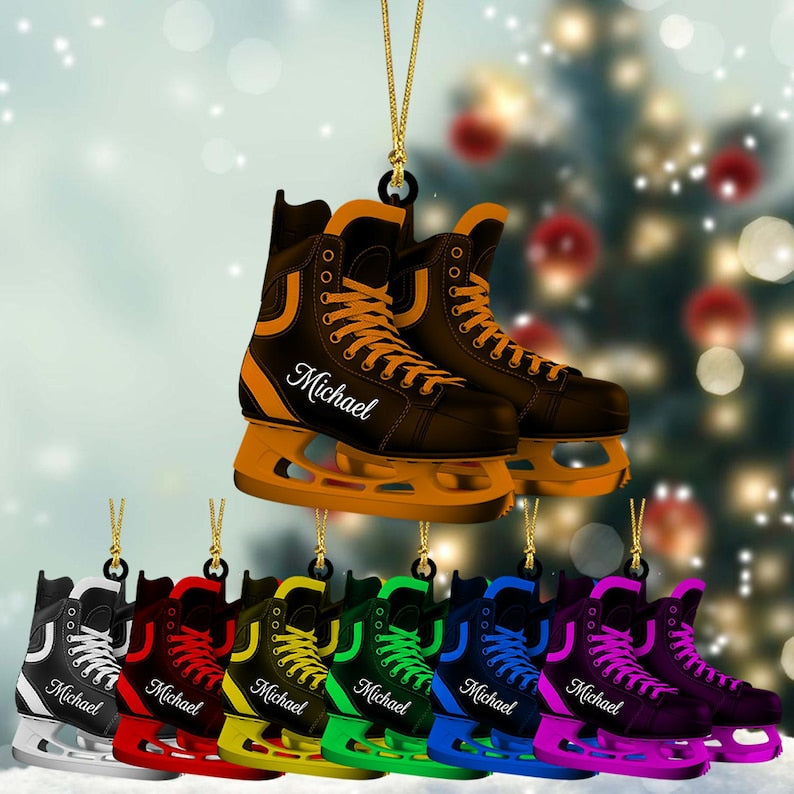 Personalized Ice Skate Ornament with Custom Name & Color | Christmas Tree Gift for Hockey Players, Skaters, Teens or Kids | 2025 Decor