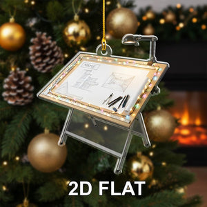 Architect 2D FLAT Ornament, Custom Drafting Table Christmas Decoration, Designer Gift, Architecture Student Ornament, Engineer Holiday Gift