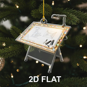Architect 2D FLAT Ornament, Custom Drafting Table Christmas Decoration, Designer Gift, Architecture Student Ornament, Engineer Holiday Gift