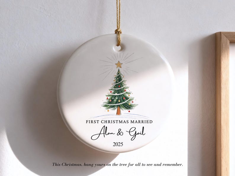 First Christmas Married Ornament, Mr and Mrs Ornament, Personalized Wedding Gift, Newlywed Christmas Gift, Wedding Christmas Ornament